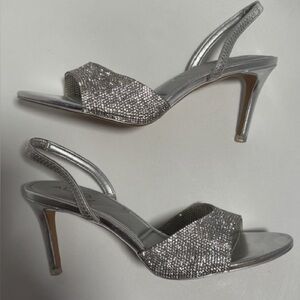 ALDO Studded Silver Strappy Heels Size 6